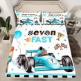 thumbnail image 1 of Seven Fast Birthday Decorations Fitted Sheet Happy 7Th Birthday Party Decor Bedding Set For Boys Race Car Checkerboard Bed Sheets Checkered Flags Racing Wheel Cool Speed Sheets Full（No Top Sheet）, 1 of 5