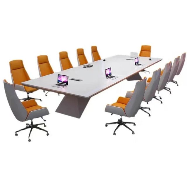 Large and small conference table Long white paint simple modern rectangular fashion creative office negotiating table and chair My Lux Decor Round