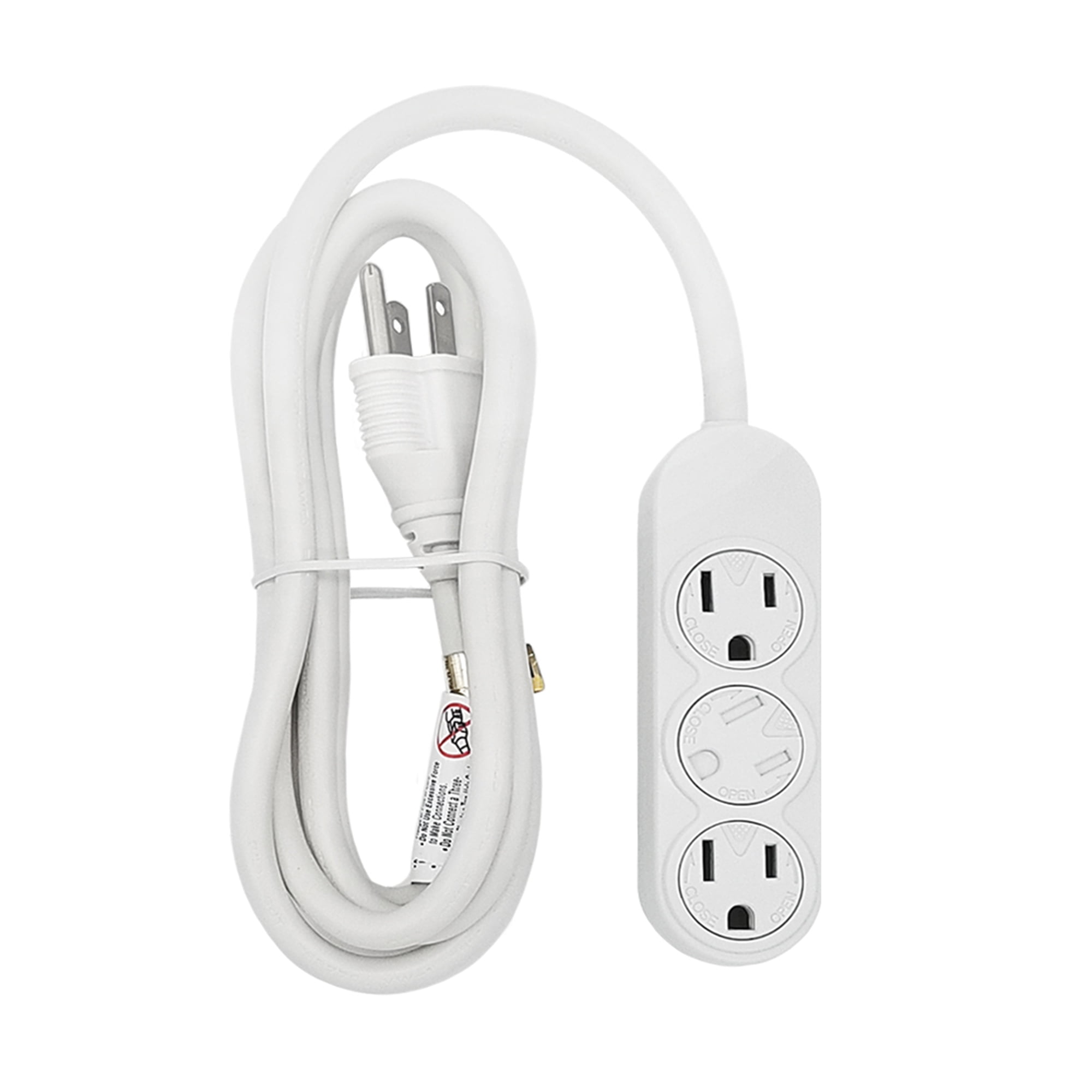 Uninex 3 Outlet 8-Foot Power Strip Grounded Rotating Safety Cover UL White