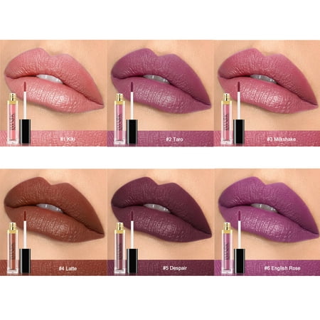 6PCS popular Waterproof Long Lasting Velvet Liquid Lipstick Sexy Lip Gloss Cosmetics
