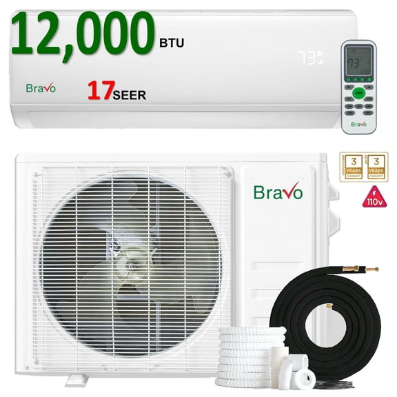 Bravo 12000 BTU Mini Split Air Conditioner Heat Pump 17 Seer 110V