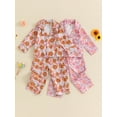 thumbnail image 3 of Elippeo Kids Girls Pajamas Sets 12 18 24 3 4 5 Years Floral Print Button up Long Sleeves Tops and Elastic Pants Loungewear Sleepwear, 3 of 9