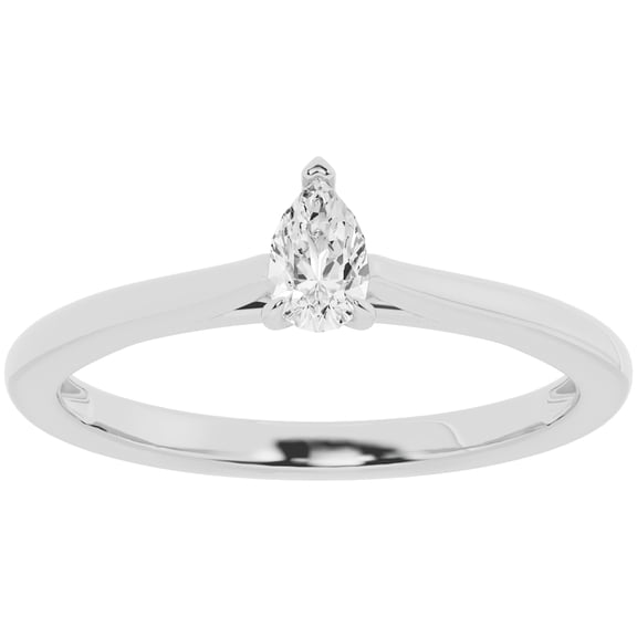Unique Moments 0.25 Carat Lab Grown Pear Solitaire Diamond Engagement Ring 10K White Gold