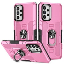 Feishell Case for Samsung Galaxy A53 5G (6.5 inch),Shockproof Anti-Fingerprint Hybrid Armor Cover with 360° Rotation Finger Ring Holder Kickstand Magnetic Car Mount Rugged Protective Phone Case,Pink
