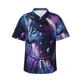 thumbnail image 1 of Balery Feathered Wolf Camisas hawaianas de manga corta para hombre, camisas playeras de corte holgado, camisas de vacaciones con botones,Small, 1 of 7
