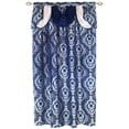 thumbnail image 2 of Luxury Jacquard Curtain Panel with Attached Waterfall Valance, 54 by 84-Inch LANA Navy Blue (2-Panels), 2 of 8