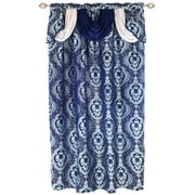 Luxury Jacquard Curtain Panel with Attached Waterfall Valance, 54 by 84-Inch LANA Navy Blue (1-Panel)