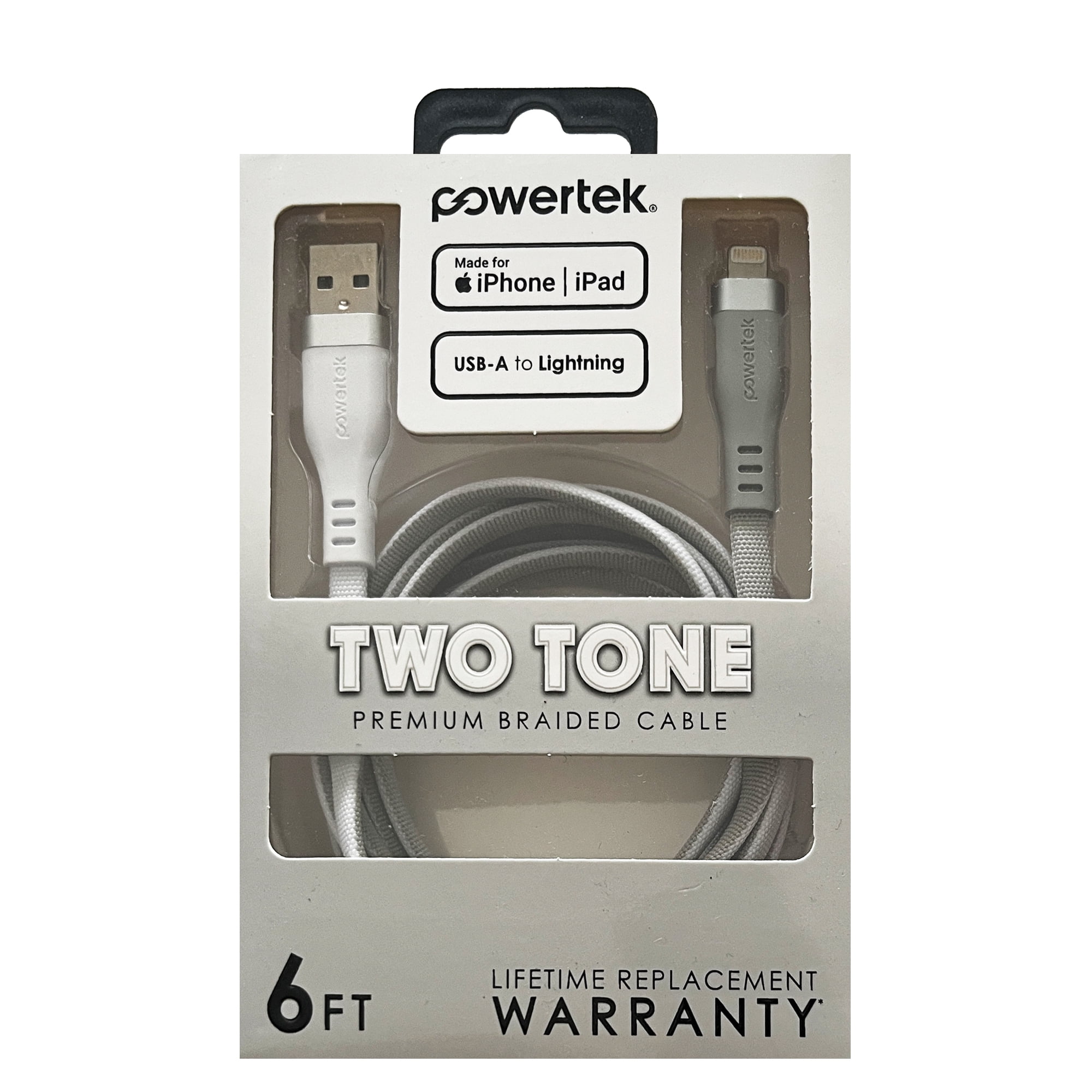 Liquipel Powertek Two Tone USB-A to Lightning - White