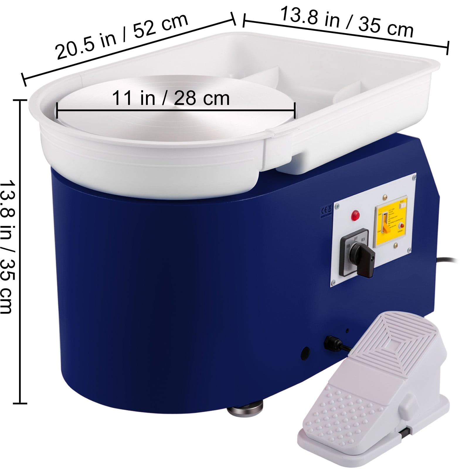 KFFKFF 11in 0-300 rpm Ceramic Wheel,Pottery Wheel 350w Adjustable Speed Forming Machine with Sculpting Tools and Apron, Detachable Basin Foot Pedal Control for Art Craft Work and Home DIY Blue