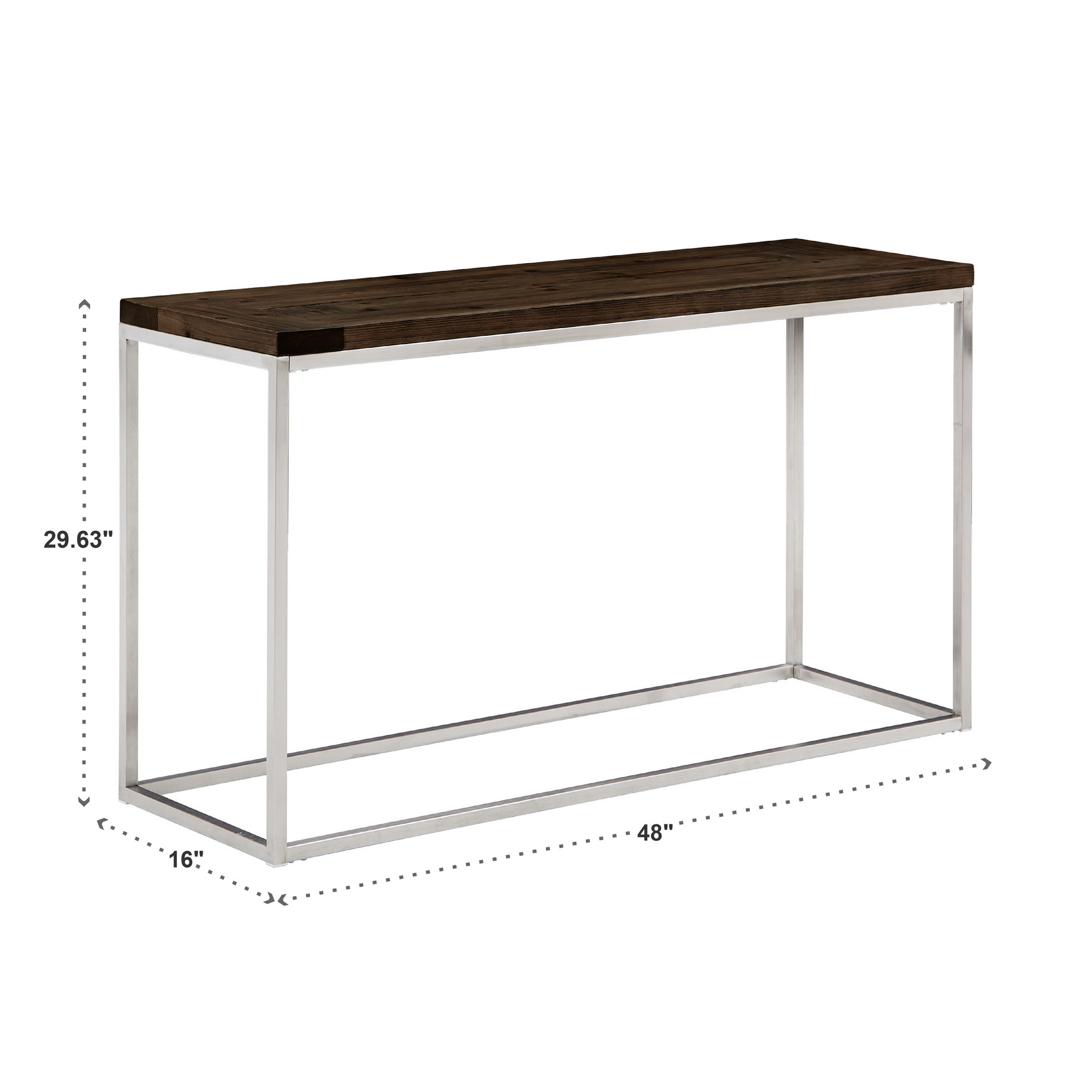 Weston Home Jana Stainless Steel Rectangular Sofa Table, Brown Finish