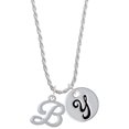 thumbnail image 1 of Delight Jewelry Silvertone Small Gelato Script Initial - B - Silvertone Script Initial Disc - Y - Charm Necklace, 20"+3", 1 of 4