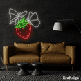 thumbnail image 2 of Craftnamesign Strawberry Butterfly Neon Sign, Strawberry Fruit Shop Decor, 2 of 4
