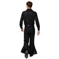 thumbnail image 2 of Men Shiny Metallic Shirt and Flared Pants Set, 70s Disco Outfit, Long Sleeve Button‑Down Shirt and Bell Bottom Trousers for Halloween Cosplay Theme Party, 2 of 5