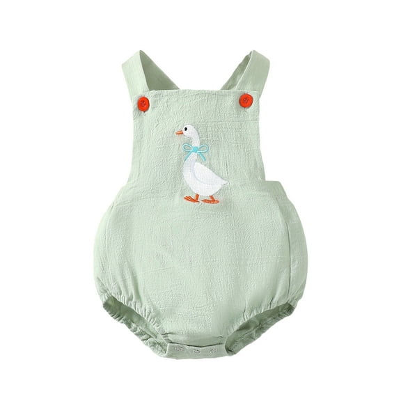 Baby Girls Sleeveless Romper Cute Duck Embroidery Suspender Jumpsuit for Newborn Summer Clothes