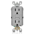 thumbnail image 1 of Leviton GFCI Outlet 15 Amp Autoprueba no resistente a manipulaciones con luz indicadora LED Protección contra descargas eléctricas y electrocución GFNT1-GY Gris, 1 of 1