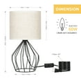 thumbnail image 3 of Bedside Nightstand Lamp, Black Hollowed Out Base with Linen Fabric Shade Lamps Set of 2, 3 of 3
