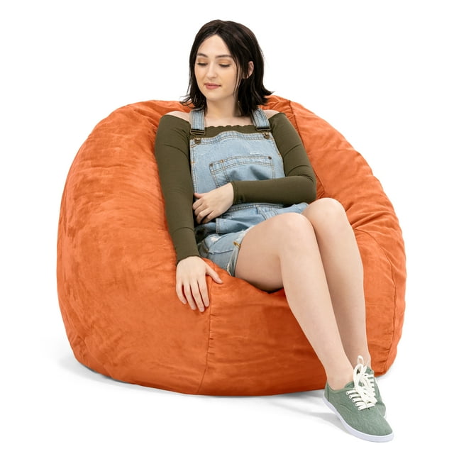 Jaxx Saxx Pouf Rond de 4 Pieds avec Housse Amovible, Mandarine (Ensemble de 1)