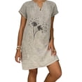 thumbnail image 2 of Yuyuzo Robes d'Été Décontractées pour Femmes 2025 Manches Courtes Col en V Robe en Lin Ample Tunique Confortable T-Shirts Robe Droite, 2 of 5