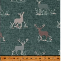 Cotton Bucks Deer Blithe Animals Woodland Forest Creatures Teal Cotton Fabric Print by the Yard (BLI-75602)