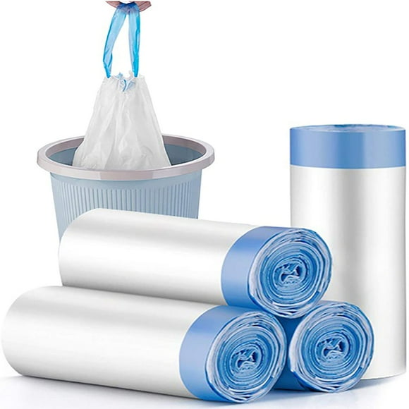DEELLEEO Small Trash Bag 2.6 Gallon Garbage Bags Bathroom Trash can Liners for Bedroom Home Kitchen 5Counts Auto shrink White