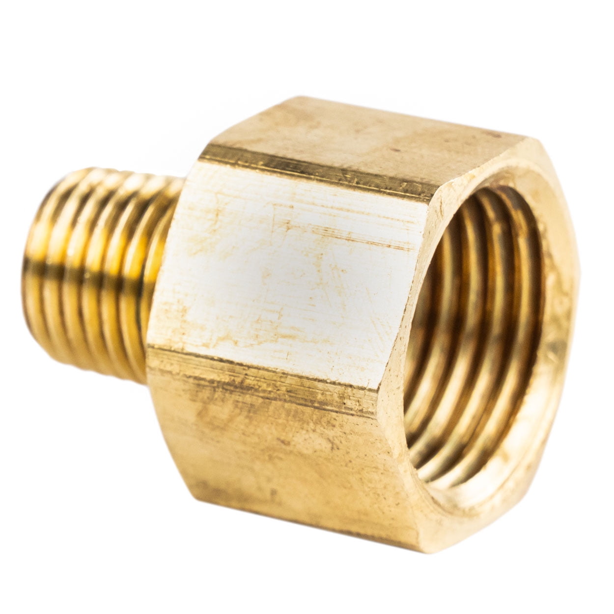 1/2" FNPT 1/4" MNPT Pipe Adapter Solid Brass Pressure Gauge Connector