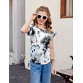 thumbnail image 4 of Arshiner Girls T Shirts Ruffle Short Sleeve Ruched Knot Side Tunic Blouse Summer Tee Tops, 4 of 5