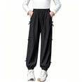 thumbnail image 4 of Nilvkv Girls Baggy Pants, Girls Sweatpants, Lightweight Balloon Cuffed Joggers with Elastic Waist and Side Bow Details, ideal for Spring and Summer Black 7-8 Years, 4 of 8