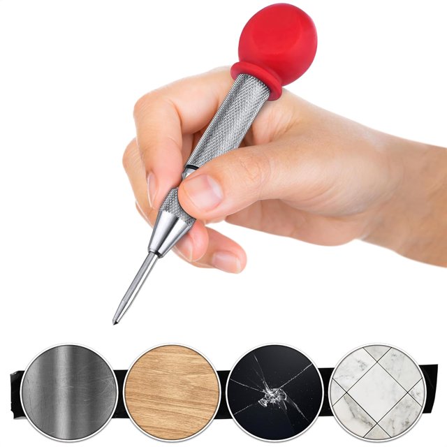 Automatic Center Punch for Metal - 5 Inch Spring Loaded Center Punch Tool Metal Punch Tool Center Punch Spring Loaded Window Punch Automatic Center Punch Tool - Spring Punch Tool Adjustable Wood Punch