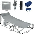 thumbnail image 4 of Folding Camping Cot with Pillow, 75" x 28" Heavy Duty Folding Bed Cot with Carry Bag for Traveling Camp Office, 4 of 9