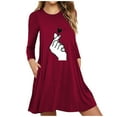 thumbnail image 1 of Robe Longue à Manches Longues pour Femmes, Imprimée, avec Poches, Décontractée, Ample, 1 of 8