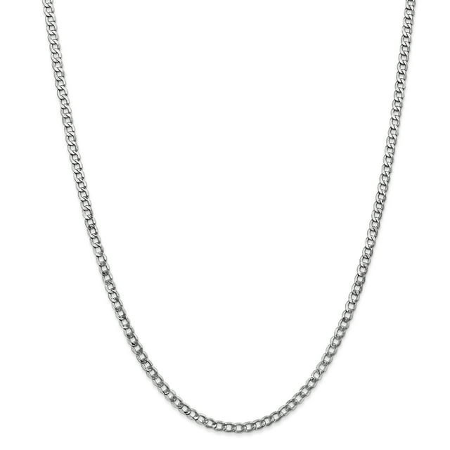 14K White Gold 3.35mm Semi-Solid Curb Link Chain 16 Inch