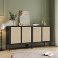 thumbnail image 5 of Brafabhome Sideboard Storage Cabinet with Natural Rattan Doors, Modern 4 Doors Buffet Cabinets with Sturdy Steel Legs for Living Room Bedroom Entryway Kitchen | Black+Natural, 5 of 7