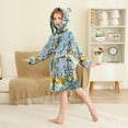 thumbnail image 4 of FORMRS Niños Bathrobe Unisex Hooded Robe Soft Plush Pajamas Sleepwear, Size 10-12T, Colorful Leaves, 4 of 7