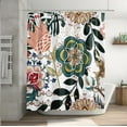 thumbnail image 3 of Boho Floral Shower Curtain, Bohemian Mandala Bathroom Shower Curtain, Fabric Waterproof Shower Curtain with 12 Hooks, 72 x 72 Inch, 3 of 6