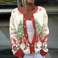 thumbnail image 3 of DDAPJ pyju Christmas Sweaters Christmas Cardigan for Women Animal Floral Christmas Tree Long Sleeve Button Knit Cardigan Sweater Multicolor L, 3 of 4