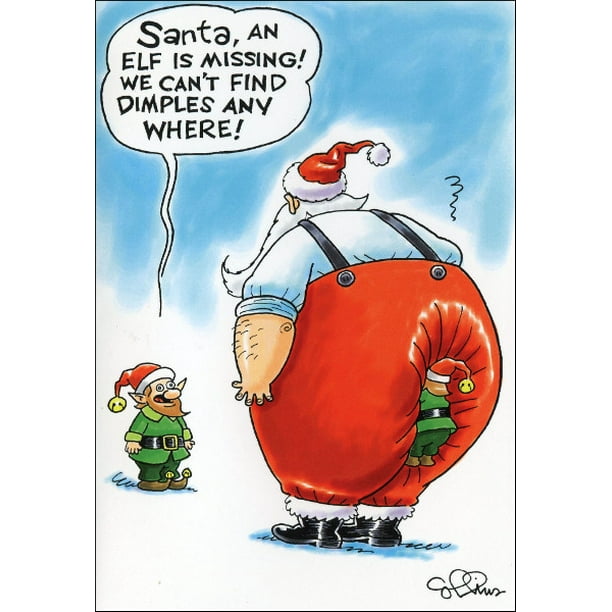 Nobleworks Elf Is Missing Box Of 12 Funny Christmas Cards Walmart Com