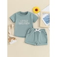 thumbnail image 2 of Bagilaanoe 2pcs Newborn Baby Boy Girl Shorts Set Short Sleeve Letter Print T Shirt Tops + Shorts 6M 12M 18M 24M Infant Casual Summer Clothes, 2 of 7