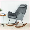 thumbnail image 4 of Rocking Chair, Mid-Century Modern Dark Grey | Foam Cushion | Solid Back, 4 of 10