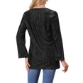thumbnail image 3 of INSPIRAR CHIC Blusa de Mujer de Terciopelo Brillante con Cuello en V de Manga Larga Blusa Metálica Suelta para Fiesta Brillante M Negro, 3 of 6
