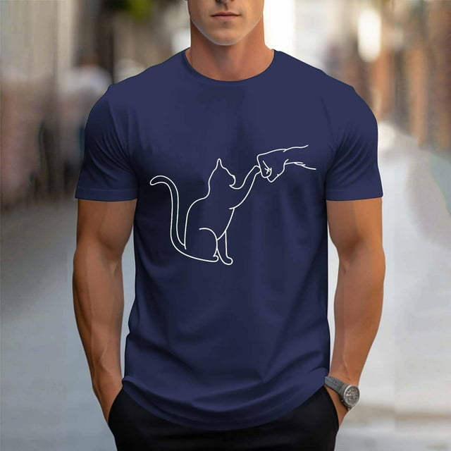Tops para hombre, blusas y camisas de cuello redondo y manga corta para hombre, blusas casuales de cuello redondo con estampado de moda para hombre, blusas de cuello redondo y manga corta, camisas par