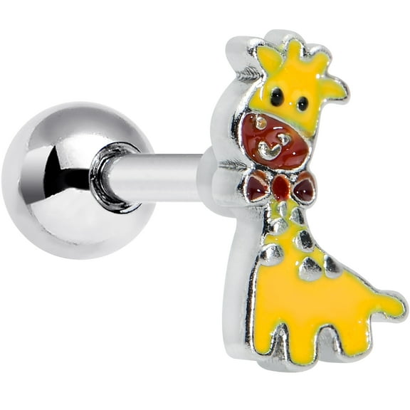 Body Candy 16G Womens 316L Stainless Steel Yellow Giraffe Animal Cartilage Earring Helix Tragus Jewelry 1/4"