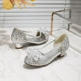 thumbnail image 5 of Ccpelsie Girls Dress Shoes Mary Jane Wedding Flower Bridesmaids Heels Glitter Princess Shoes for Kids Toddler(Silver,2), 5 of 6