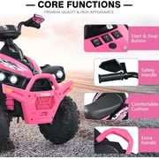 OLAKIDS Kids Ride on ATV, 12V 4 Wheeler Quad Toy Vehicle with Music, Horn, High Low Speeds, LED Lights, Electric Ride On Toy, Battery Powered Wheels Car for Children 3-8 Years Old