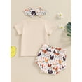 thumbnail image 4 of Suealasg Toddler Girl Farm Clothes 6M 1T 2T 3T Baby Girl 2Pcs Summer Casual Outfits Short Sleeve Letter Chicken Print T-shirt Tops + Elastic Shorts Set, 4 of 7