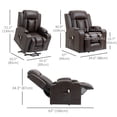 thumbnail image 2 of Fauteuil Releveur Électrique, Sofa Inclinable en Cuir PU avec Repose-Pieds, Télécommande et Porte-Gobelets, Brun, 2 of 7