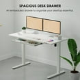 thumbnail image 2 of Electric Standing Desk with Glass Tabletop and Drawer, Ergonomic Height Adjustable Stand Up Table Home Office Computer Sit Stand Desk with Memory Controller, Type-C & USB Ports, White, 2 of 8