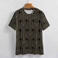 thumbnail image 3 of Art Deco Gold Pattern Women's Short Sleeve T-Shirt Crew Neck Casual Summer Trendy Loose Fit Tops, 3 of 6