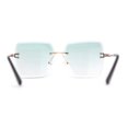 thumbnail image 2 of Womens Rimless Luxury Fashion Bevel Edge Rectangle Sunglasses Gold Green, 2 of 4