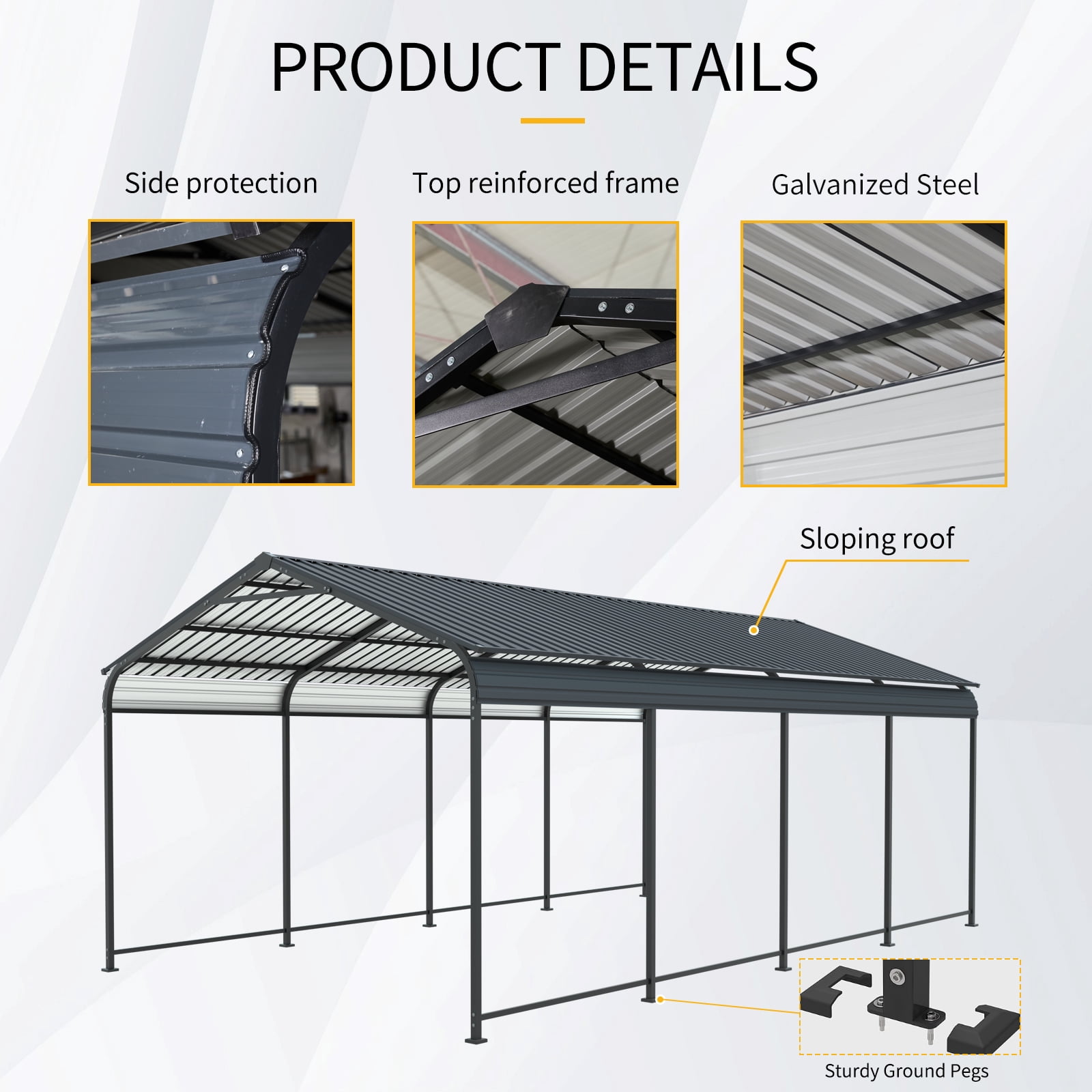 CarButler 12x21ft Metal Heavy Duty Carport Outdoor Canopy Large Garage with Galvanized Steel Roof and Frame for Driveway Car,Truck