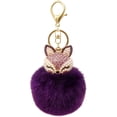 thumbnail image 1 of Honbay - Llavero con pompón de piel sintética de conejo, con cabeza de zorro y diamantes de imitación para bolso de mujer, bolso escolar, teléfono móvil o colgante de coche (rosa) MFZFUKR WMPH-1286-2, 1 of 6